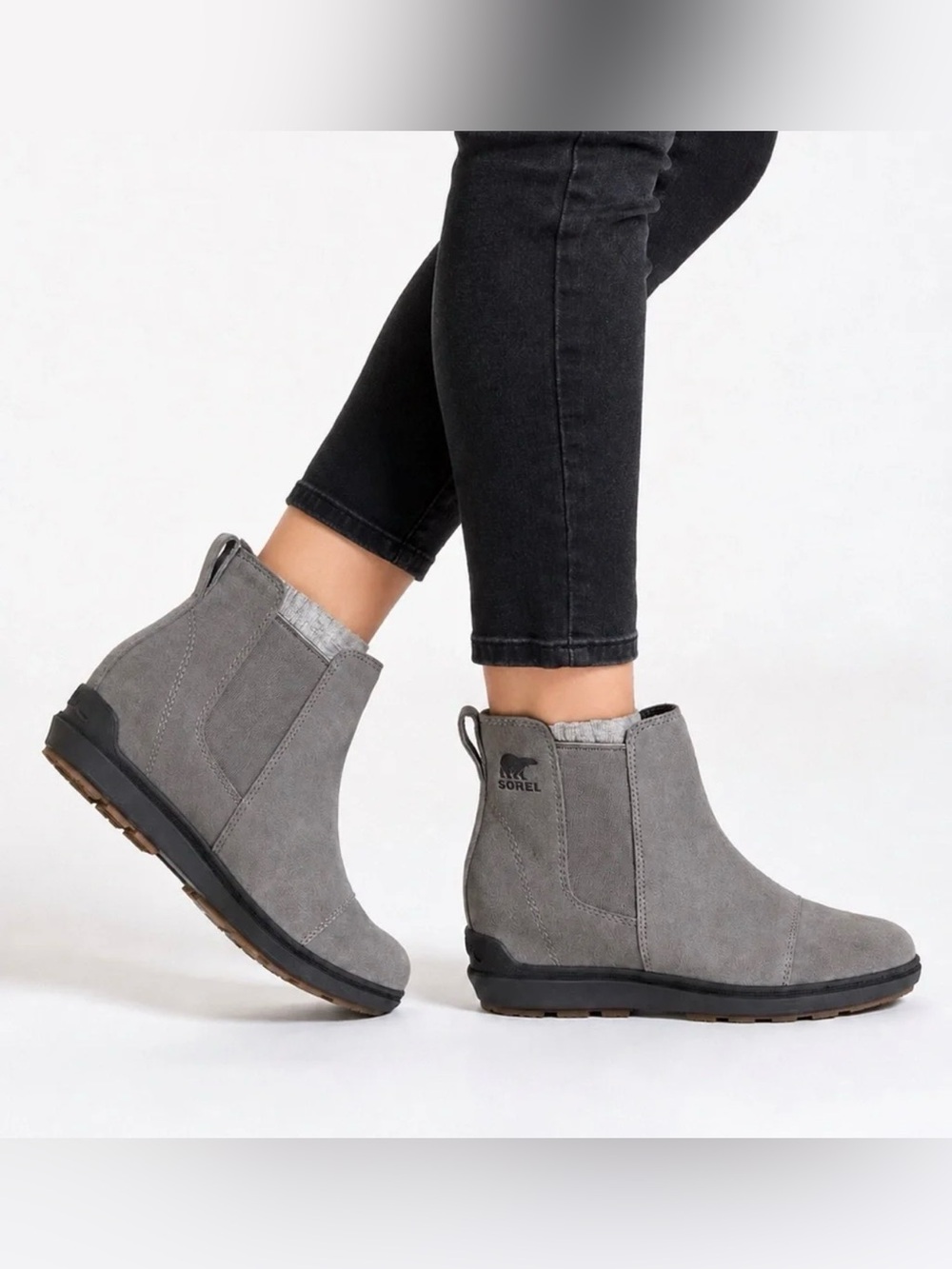 Sorel Evie II Chelsea bootie gray quarry grill pull on shoe boot 9.5